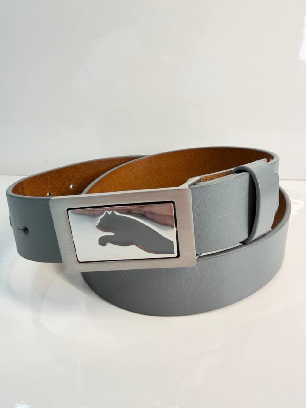 Puma Genuine Leather Spinner Belt – Gray | Size M / 90 cm